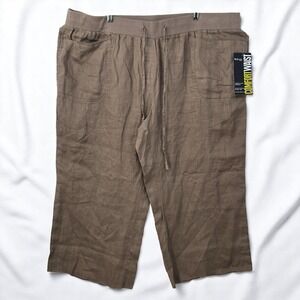 Style&co. Woman 3XL Linen Comfort Waist‎ Capri Pants Relaxed Wide Leg CUT OFF